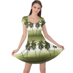 Tropical Sunset Cap Sleeve Dresses by Valentinaart