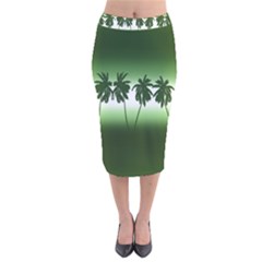 Tropical Sunset Velvet Midi Pencil Skirt by Valentinaart