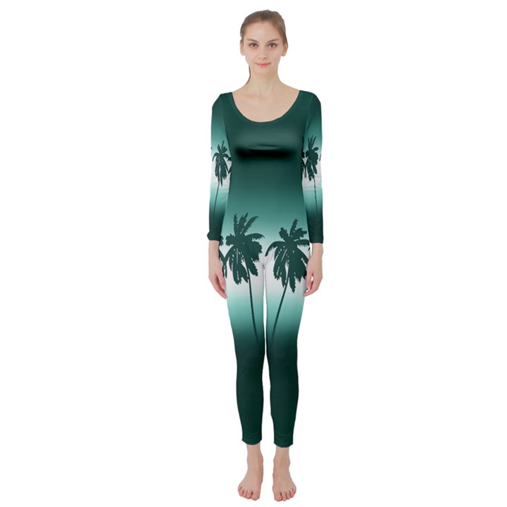 Tropical sunset Long Sleeve Catsuit