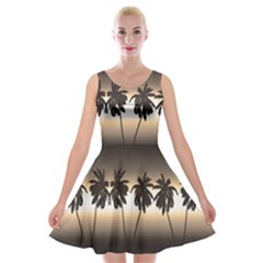 Tropical Sunset Velvet Skater Dress by Valentinaart