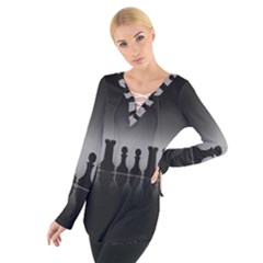 Chess Pieces Women s Tie Up Tee by Valentinaart