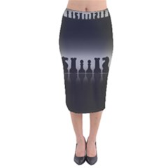 Chess Pieces Velvet Midi Pencil Skirt by Valentinaart