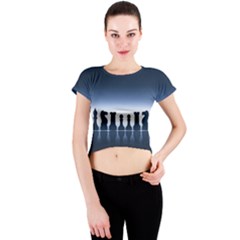 Chess Pieces Crew Neck Crop Top by Valentinaart