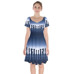 Chess Pieces Short Sleeve Bardot Dress