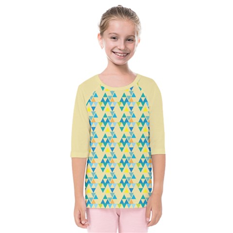 Colorful Triangle Pattern Kids  Quarter Sleeve Raglan Tee by berwies