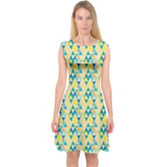 Colorful Triangle Pattern Capsleeve Midi Dress by berwies