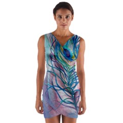 Peacock Wrap Front Bodycon Dress