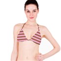 Shades Of Pink And Brown Retro Zigzag Chevron Pattern Bikini Top View1