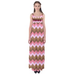 Shades Of Pink And Brown Retro Zigzag Chevron Pattern Empire Waist Maxi Dress by Nexatart