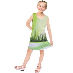 Green Background Wallpaper Texture Kids  Tunic Dress by Nexatart