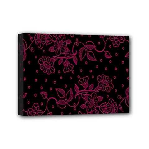 Pink Floral Pattern Background Mini Canvas 7  X 5  by Nexatart