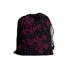 Pink Floral Pattern Background Drawstring Pouches (large) 