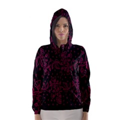 Pink Floral Pattern Background Hooded Wind Breaker (women) by Nexatart