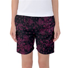 Pink Floral Pattern Background Women s Basketball Shorts by Nexatart