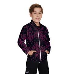 Pink Floral Pattern Background Wind Breaker (kids) by Nexatart