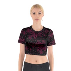 Pink Floral Pattern Background Cotton Crop Top by Nexatart