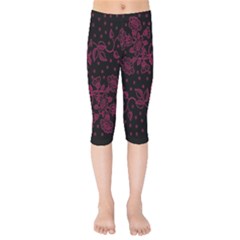 Pink Floral Pattern Background Kids  Capri Leggings  by Nexatart