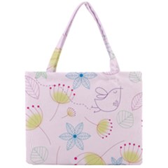 Pretty Summer Garden Floral Bird Pink Seamless Pattern Mini Tote Bag by Nexatart