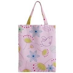 Pretty Summer Garden Floral Bird Pink Seamless Pattern Zipper Classic Tote Bag by Nexatart