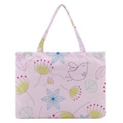 Pretty Summer Garden Floral Bird Pink Seamless Pattern Medium Zipper Tote Bag by Nexatart