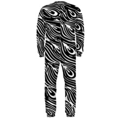 Digitally Created Peacock Feather Pattern In Black And White Onepiece Jumpsuit (men)  by Nexatart