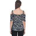 Digitally Created Peacock Feather Pattern In Black And White Women s Cutout Shoulder Tee View2