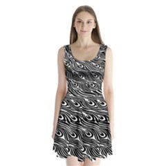 Digitally Created Peacock Feather Pattern In Black And White Split Back Mini Dress  by Nexatart