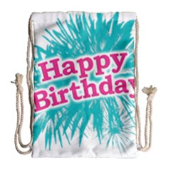 Happy Brithday Typographic Design Drawstring Bag (large) by dflcprints