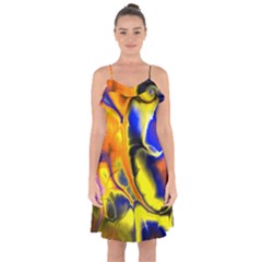 Fractal Art Pattern Cool Ruffle Detail Chiffon Dress by Nexatart