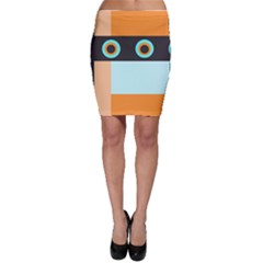 Orange, Aqua, Black Spots And Stripes Bodycon Skirt by digitaldivadesigns