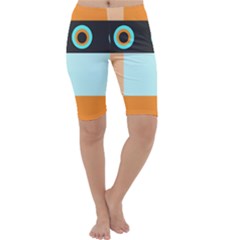 Orange, Aqua, Black Spots And Stripes Cropped Leggings  by digitaldivadesigns