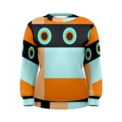 Orange, Aqua, Black Spots And Stripes Women s Sweatshirt by digitaldivadesigns