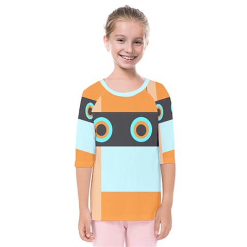 Orange, Aqua, Black Spots And Stripes Kids  Quarter Sleeve Raglan Tee by digitaldivadesigns