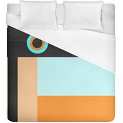 Orange, Aqua, Black Spots And Stripes Duvet Cover (king Size) by digitaldivadesigns