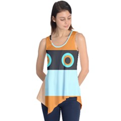 Orange, Aqua, Black Spots And Stripes Sleeveless Tunic by digitaldivadesigns