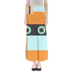 Orange, Aqua, Black Spots And Stripes Maxi Skirts by digitaldivadesigns