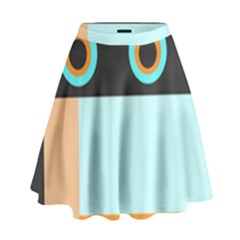 Orange, Aqua, Black Spots And Stripes High Waist Skirt by digitaldivadesigns