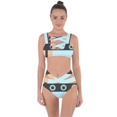 Orange, Aqua, Black Spots And Stripes Bandaged Up Bikini Set  by digitaldivadesigns