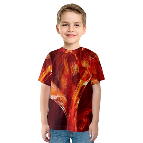 Red Abstract Pattern Texture Kids  Sport Mesh Tee by Nexatart