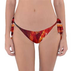 Red Abstract Pattern Texture Reversible Bikini Bottom