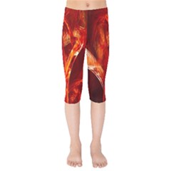 Red Abstract Pattern Texture Kids  Capri Leggings 