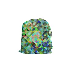 Pixel Pattern A Completely Seamless Background Design Drawstring Pouches (small)  by Nexatart