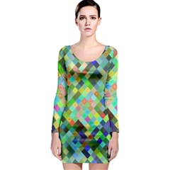 Pixel Pattern A Completely Seamless Background Design Long Sleeve Bodycon Dress