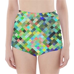 Pixel Pattern A Completely Seamless Background Design High-Waisted Bikini Bottoms