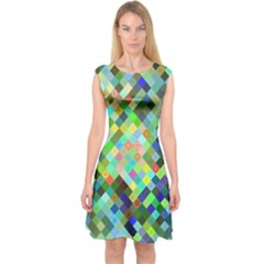 Pixel Pattern A Completely Seamless Background Design Capsleeve Midi Dress