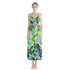 Pixel Pattern A Completely Seamless Background Design Button Up Chiffon Maxi Dress