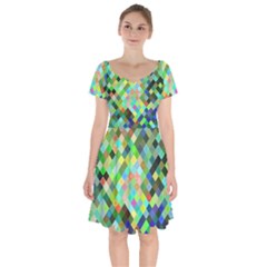 Pixel Pattern A Completely Seamless Background Design Short Sleeve Bardot Dress