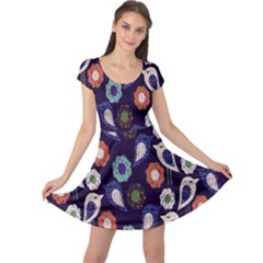 Cute Birds Seamless Pattern Cap Sleeve Dresses by Nexatart