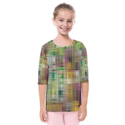 Woven Colorful Abstract Background Of A Tight Weave Pattern Kids  Quarter Sleeve Raglan Tee by Nexatart