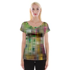 Woven Colorful Abstract Background Of A Tight Weave Pattern Cap Sleeve Tops by Nexatart